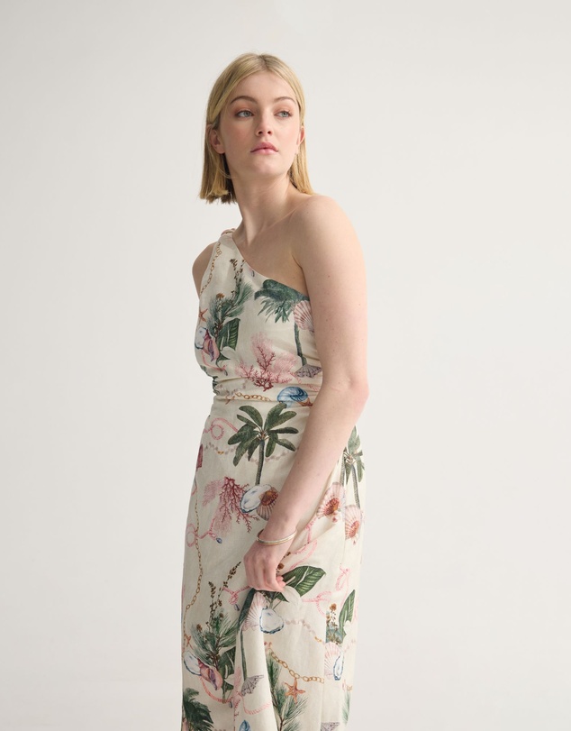 Oxford - Maja One Shoulder Linen Dress