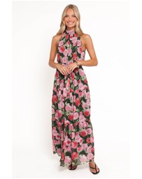 Petal & Pup - Caroline Maxi Halter Dress - Black Floral