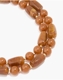 Lovisa - Brown Acrylic Beaded Long Layered Necklace