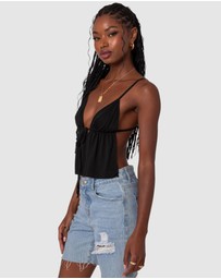 EDIKTED - Rylee Tie Front Open Back Top