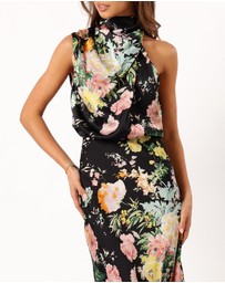 Petal & Pup - Anabelle Halter Neck Midi Dress - Black Floral