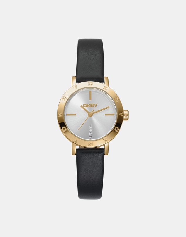 DKNY - Essentials Gold 28mm Silver Dial Womens Watch + Gold Bracelet