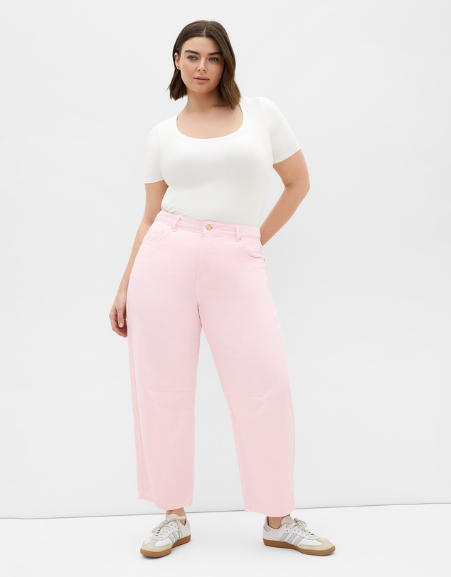 City Chic - Plus size Harley Fit Jas Barrel Leg Ankle Grazer Jean - heavenly pink
