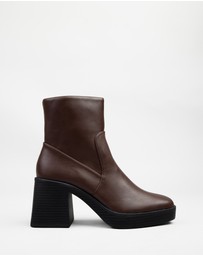 RAID - Lexus chunky mid heel boots in brown