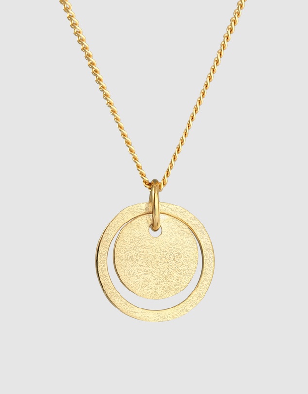 Elli Jewelry - Necklace Circle Pendant Geo Trend Matt Basic in 925 Sterling Silver Gold Plated