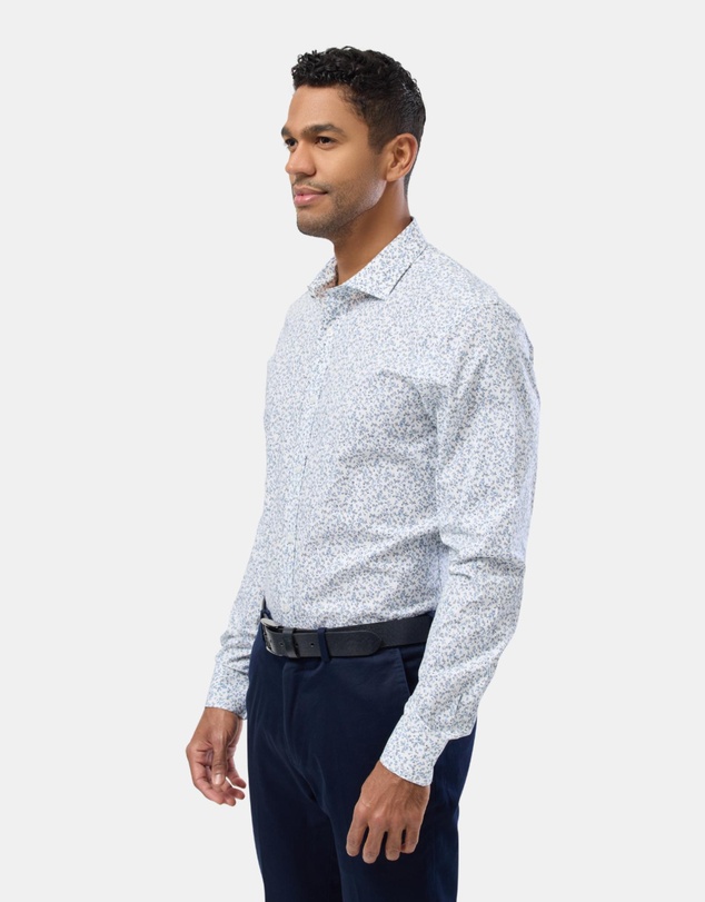 Brooksfield - Abstract Floral Print Reg Fit Stretch Business Shirt