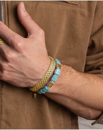 Nialaya Jewellery - The Dorje Flatbead Collection - Turquoise and Gold