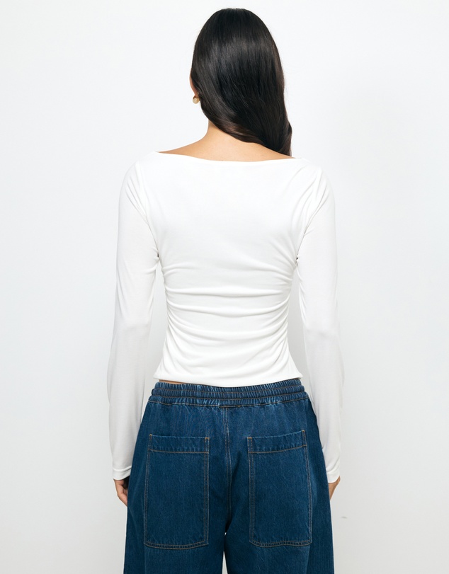 AERE - Cupro Boat Neck Top