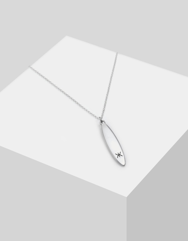 Kuzzoi - ICONIC EXCLUSIVE - Long Necklace with Surfboard Pendant in 925 Sterling Silver
