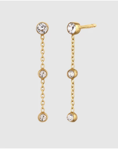 Elli Jewelry - Earrings Stud Crystal 925 Sterling Silver Gold-Plated