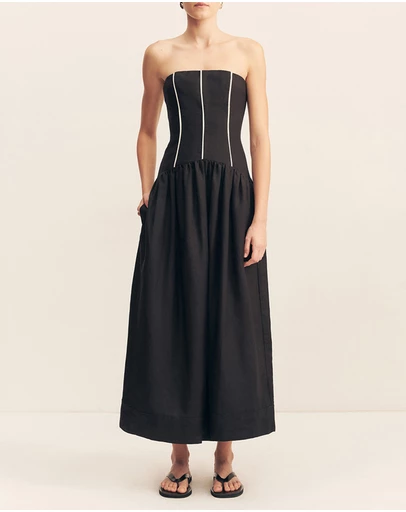 Shona Joy - Billie Contrast Strapless Midi Dress