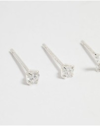 Lovisa - Sterling Silver Cubic Zirconia Butterfly Stud & Hoop Earrings 3-Pack
