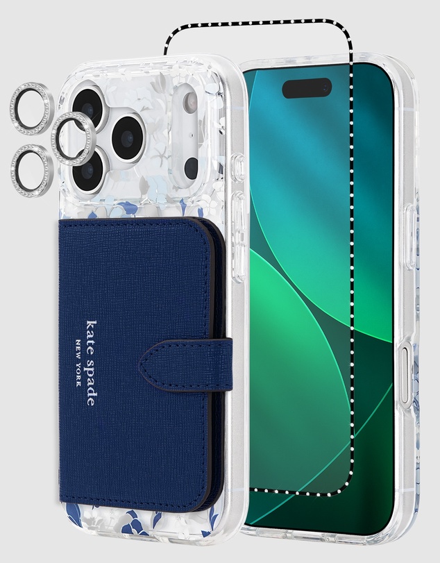 Kate Spade - Kate Spade Flowerbed Blue MagSafe Wallet Bundle for iPhone 17 Pro