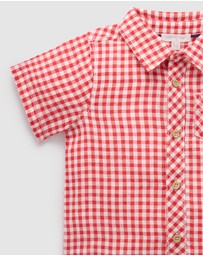 Purebaby - Christmas Linen Blend Shirt -Kids-Babies