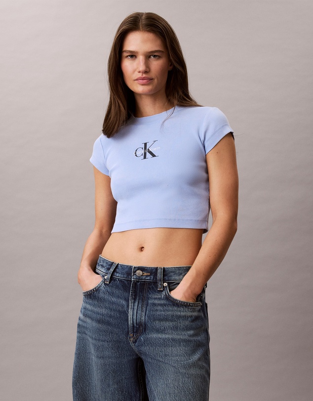 Calvin Klein Jeans - Monologo Rib Acid Wash Baby Tee