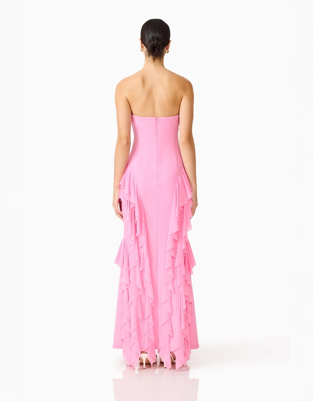 Elliatt - Amelina Strapless Ruffle Gown In Pink