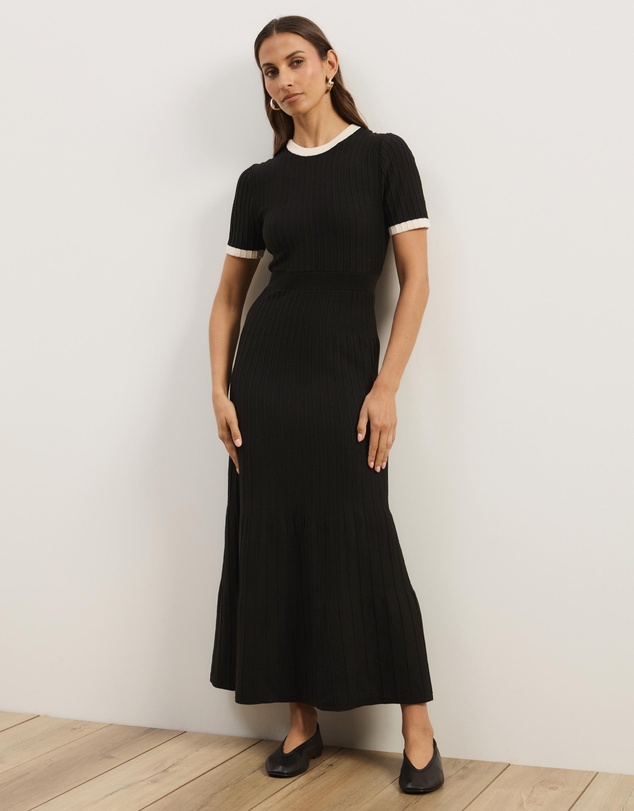 Atmos&Here - Kendra Contrast Knit Midi Dress