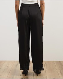 Atmos&Here - Leoni Asymmetric Lace Satin Pants