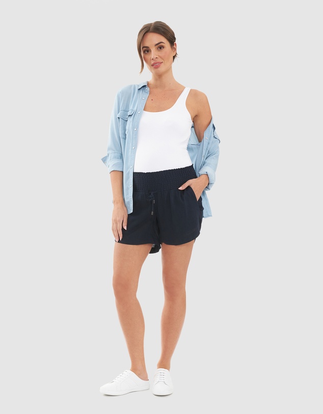 Ripe Maternity - Indi Shirred Linen Short