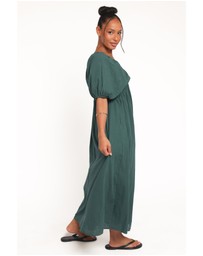 Petal & Pup - Sullivan Puff Sleeve Maxi Dress - Forest Green