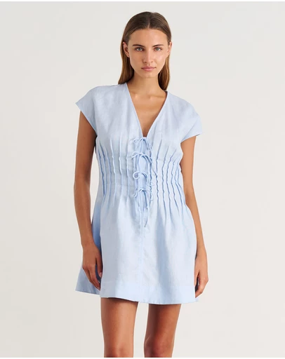 Jag - Delphine Pintuck Linen Mini Dress