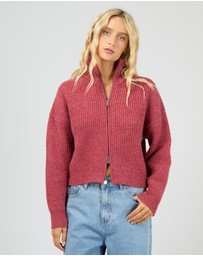 All About Eve - Bridie Knit Zip Through Berry