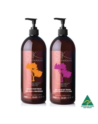 Silk Oil of Morocco - 1 Litre Duo - Orange & Grapefruit +  Passionfruit & Lychee