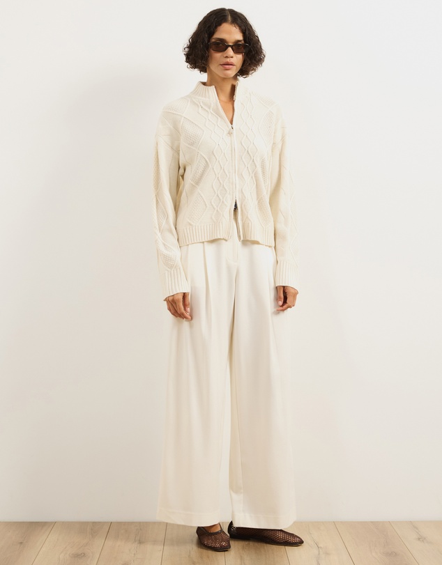 Atmos&Here - Evie Two-Way Zip Cable Knit Cardigan