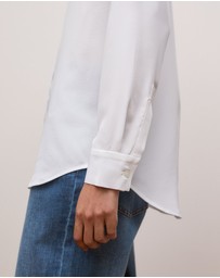 Trenery - Silk Concealed Placket Shirt in White