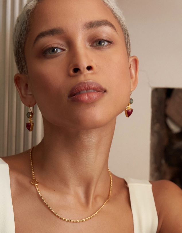 Ottoman Hands - Hydra Labradorite and Ruby Drop Earrings