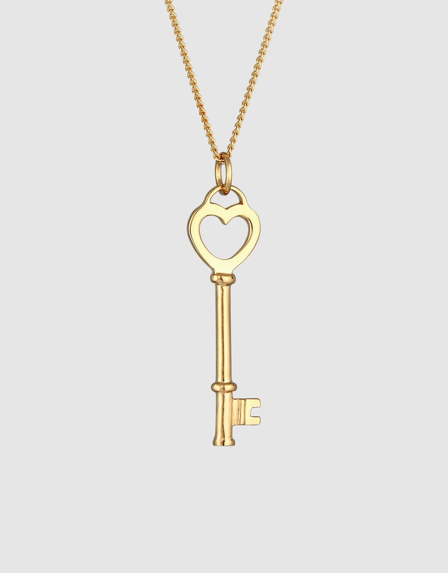 Elli Jewelry - Necklace Heart Key 925 Sterling Silver Gold Plated