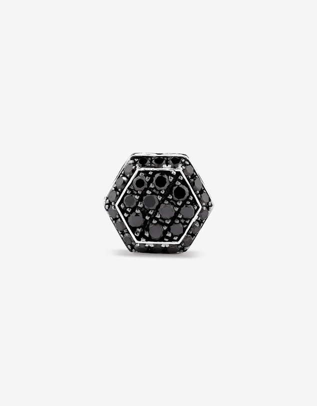 Michael Hill - 0.23 Carat TW Black Diamond Cluster Hexagon Men's Stud Earring in Oxidised Sterling Silver