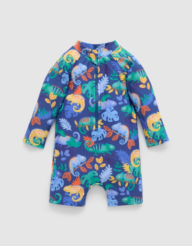 Purebaby - Printed Long Sleeve Sunsuit- Kids-Babies