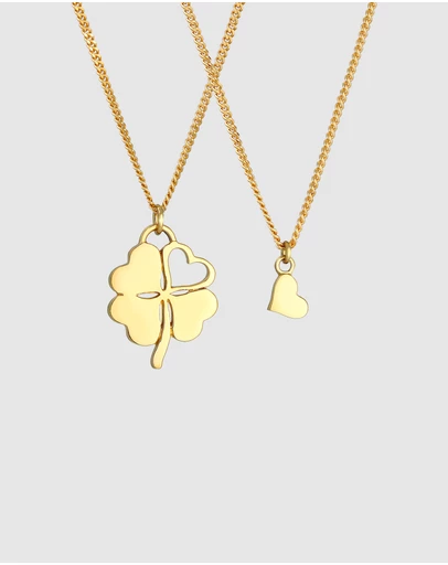 Elli Jewelry - Heart Mother and Daughter Necklace Set in Gold-Plated 925 Silver