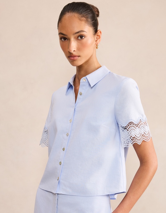Forever New - Freya Lace Trim Linen Shirt
