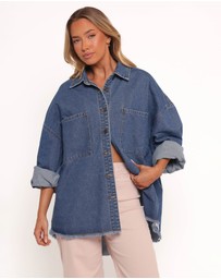 Petal & Pup - Twiggy Frayed Edge Denim Shacket - Denim