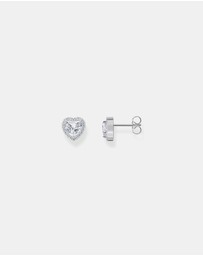 THOMAS SABO - Heart-shaped halo ear studs with zirconia