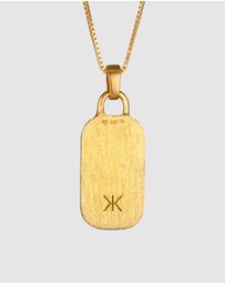 Kuzzoi - ICONIC EXCLUSIVE - Necklace Men Pendant Plate Hammered Military in 925 sterling silver gold plated