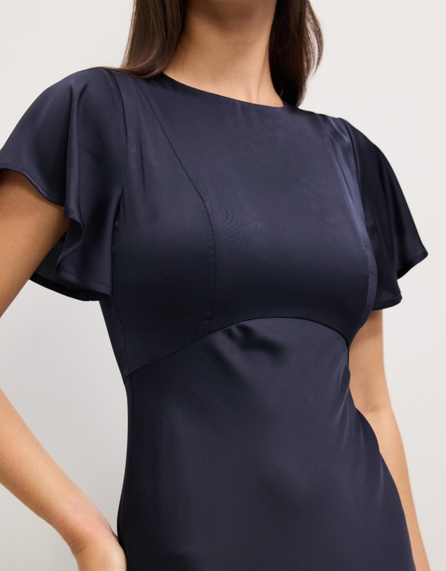 The Fated - Bella Fluted Sleeve Satin Midi Dress