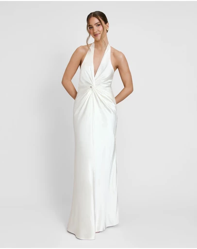 Six Stories - Plunge Knot Neck Scarf Bridesmaid Dress