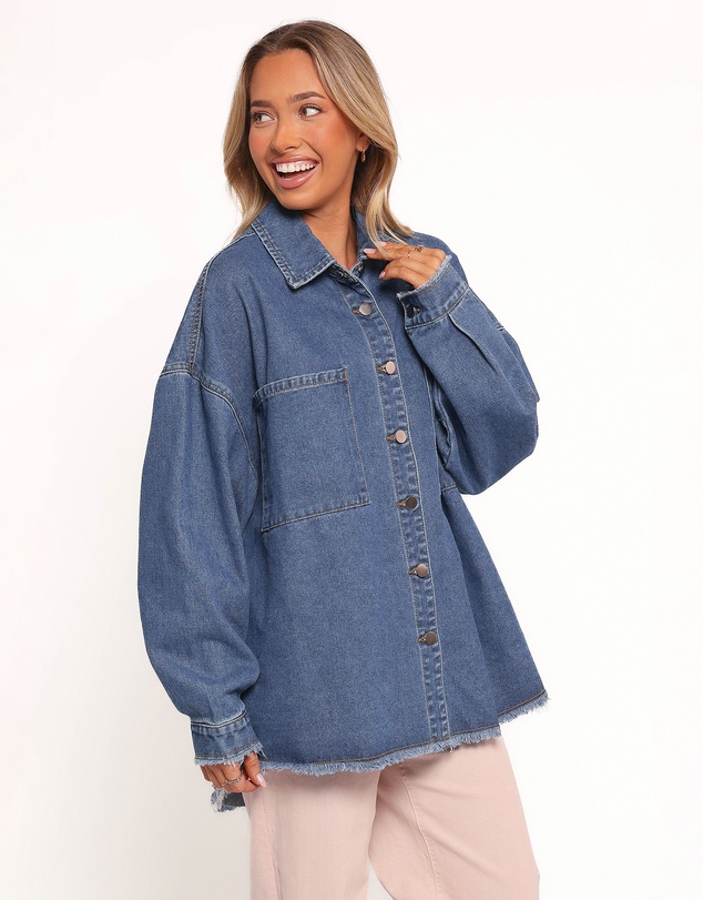 Petal & Pup - Twiggy Frayed Edge Denim Shacket - Denim