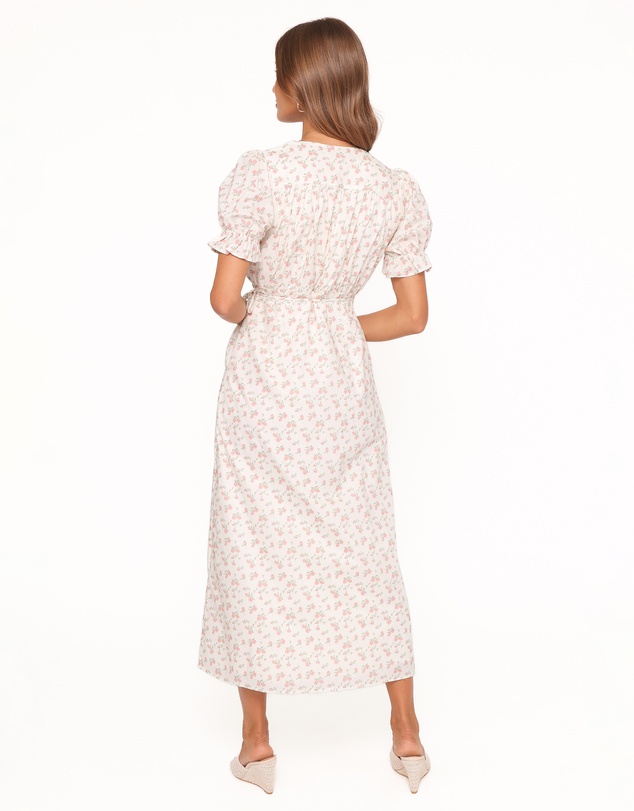 Petal & Pup - Mabella Midi Dress - Peach Ditsy Floral