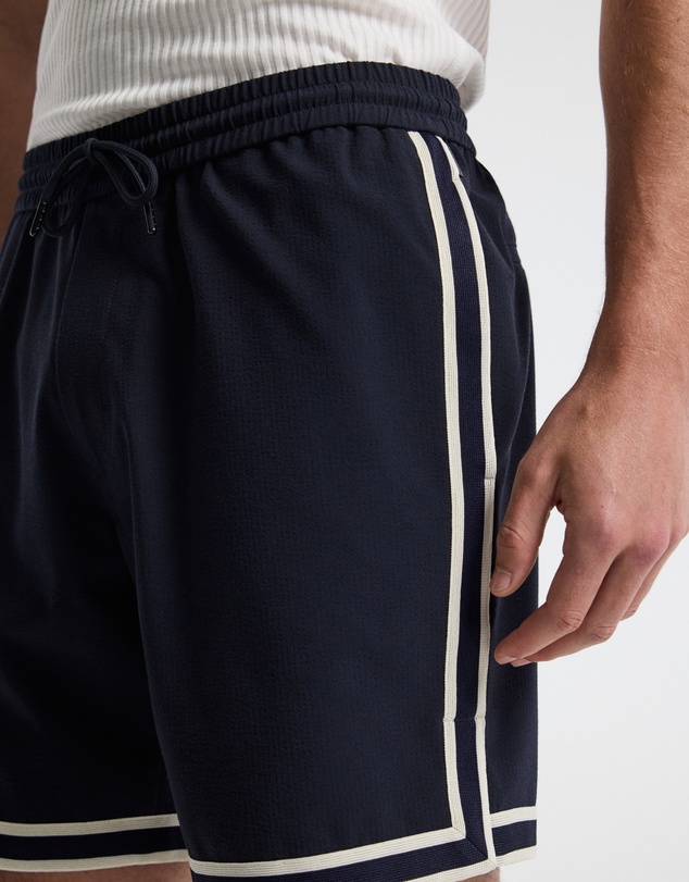 Calibre - Stripe Trim Textured Shorts Navy