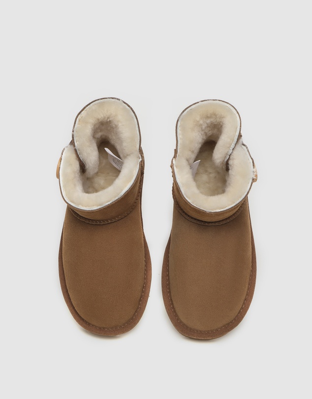 EVERAU - Australian Shepherd Ugg Nolan Kids Mini Button Cow Suede Upper UGG Boots