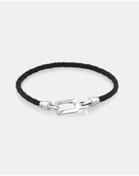 Michael Hill - Men's Braided Leather Bracelet with Sterling Silver