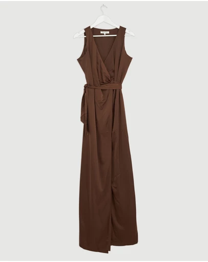 Revibe - Repaired CHANCERY Lani Sleeveless Wrap Maxi Dress - AU 10