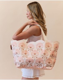 Sky Gazer - Scalloped Edge Beach Bag- Rosebud Cream