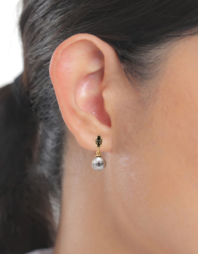 Elli Jewelry - Elegant Pearl Stud Earrings in Gold-Plated 925 Sterling Silver
