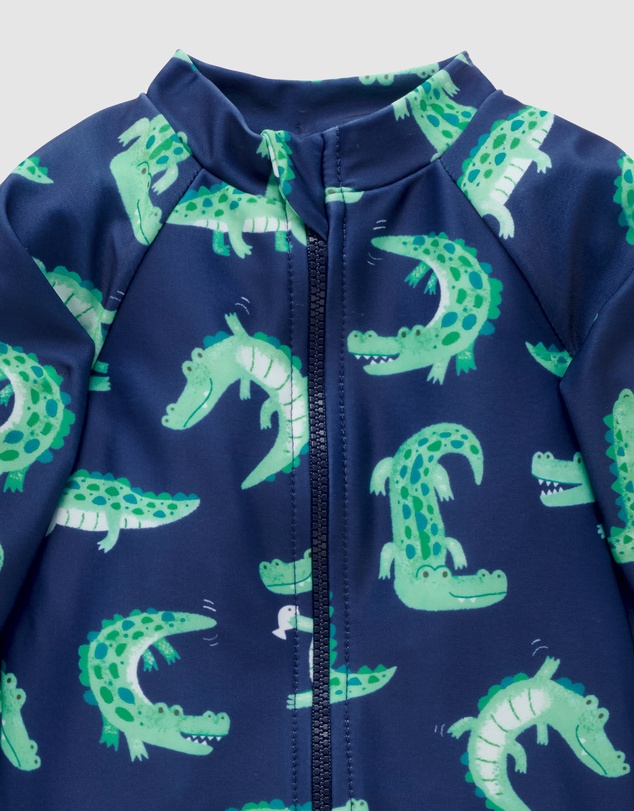 Purebaby - Printed Long Sleeve Rashie Sunsuit- Kids-Babies