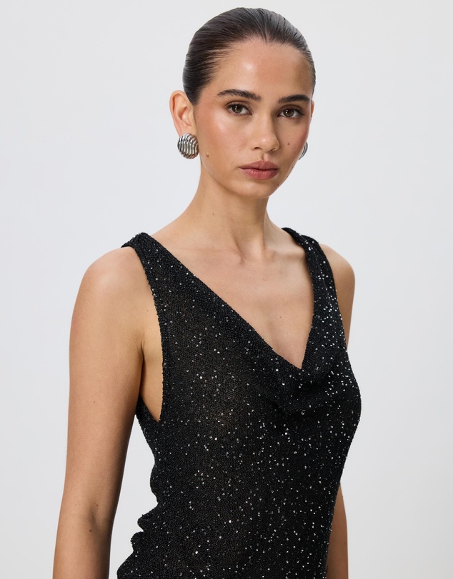 Tussah - Emilia Sequin Knit Cowl Neck Top